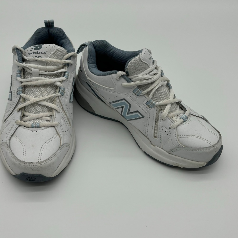 New Balance‎ 608 White Blue Womens Walking Shoes Size 8 Comfort Sneakers